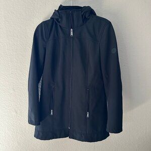 Andrew Marc Hooded Rain Jacket Mid Length Black Women's Coat Size Small